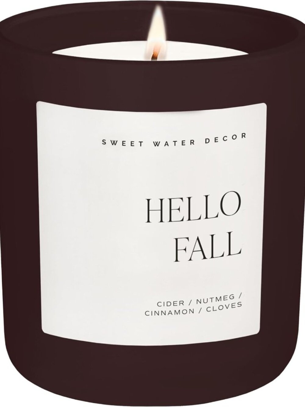 Large 15oz Dark Brown Matte Jar Candle - Hello Fall Scented Gift for Home Decor